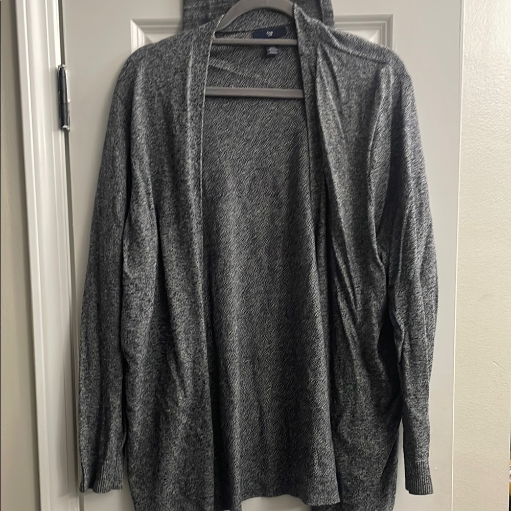 Gray Open Front Cardigan